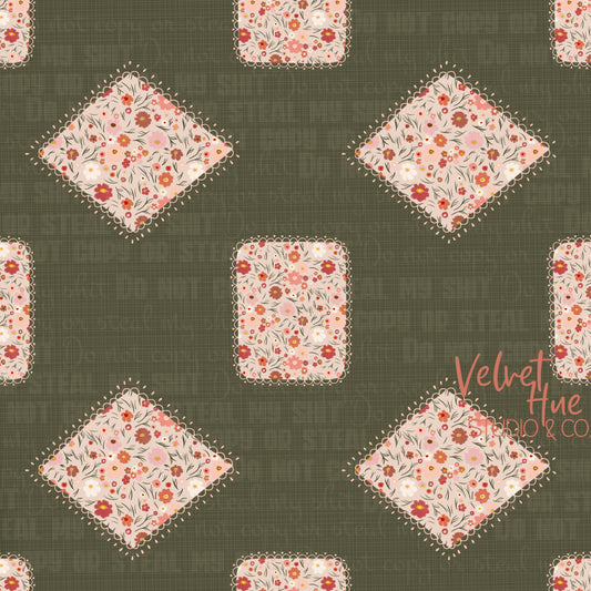Vintage Frames Floral on Green