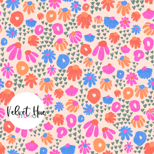 Christmas In July Floral on Bright Ditsy Floral
